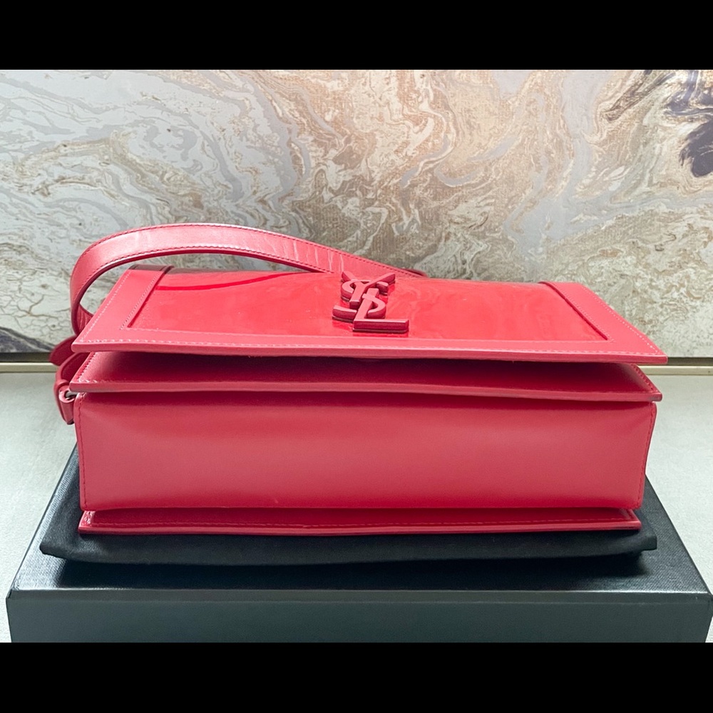 Saint Laurent Book Red Patent Leather Shoulder Bag - Picture 6 of 13